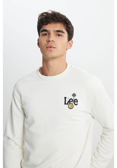Lee Regular Fit Normal Kesim Bisiklet Yaka Ekru Sweatshirt L242503104 Ekru