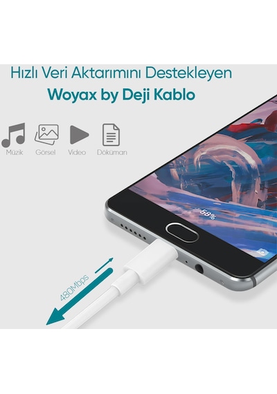 Woyax by Deji Samsung Galaxy Uyumlu Note 7 / Note8 / Note 9 -Note FE Hızlı Şarj Aleti 18W QC 3.0 Type-C