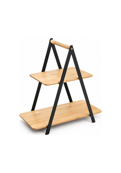 2 Katlı Bambu Sunum 16x26,5x34 Açık Kahverengi