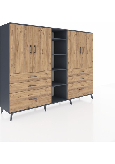 Hyperion Dolap 10 Raflı 6 Çekmeceli 4 Kapaklı 220x44x163 Antrasit-çam Atlas Çam - Antrasit Hyperion Dolap 10 Raflı 6 Çekmeceli 4 Kapaklı 220x44x163 Antrasit-çam Atlas Çam - Antrasit
