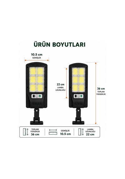 Güneş Enerjili Solar Led Bahçe Lambası, Kumandalı Hareket Sensörlü 3 Modlu Ip65 Dış Mekan Duvar Aydınlatma, Ayarlanabilir Solar Aplik, Balkon Teras Garaj Diğer