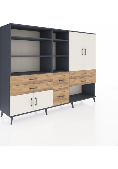 Hyperion Dolap 10 Raflı 6 Çekmeceli 4 Kapaklı 220x44x163 Antrasit Antrasit-aytaşı/çam Hyperion Dolap 10 Raflı 6 Çekmeceli 4 Kapaklı 220x44x163 Antrasit Antrasit-aytaşı/çam