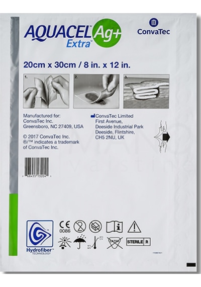 Convatec Aquacel Ag Plus Alginate Extra Gümüşlü Yara Örtüsü 20 x 30 CM