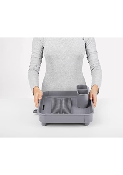 Miss Collection Açılır Kapanır Bulaşıklık Tabaklık, Su Tahliye Oluklu Ve Çatal Bıçak Kurutmalıklı-modern Tasarım Plastik Gri