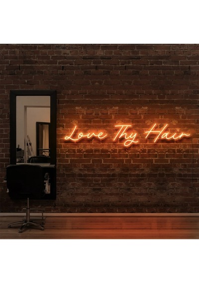 Love Thy Hair Yazılı Neon Tabela Turuncu