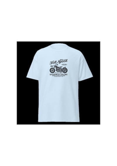 Wildstyle Full Speed Speedway Racing Motosiklet Vintage Yarış Baskılı Unisex Bisiklet Yaka Pamuklu Tişört - Be