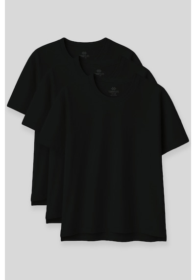 Oversize Fit Basic O Yaka 3lü Paket Siyah Kadın T-shirt 97285 SIYAH