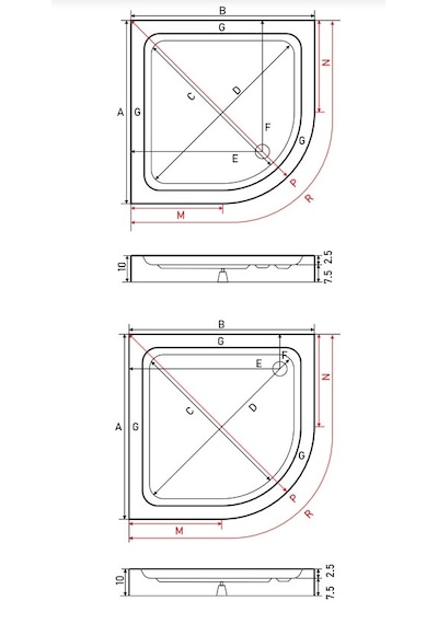 Shower 80x80 Frey Oval Slimblok Duş Teknesi H:10 Cm