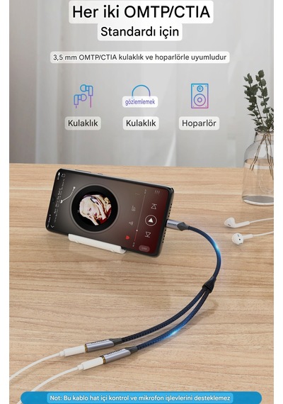 Riksoin Type-c To 3.5mm Aux Ses Kulaklık Ayırıcı 2'si 1'arada