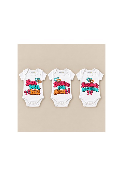 Babylimon Birlikte Güzel Üçlü Beyaz Kısa Kollu Bebek Zıbın Seti Beyaz - 930083938 Beyaz