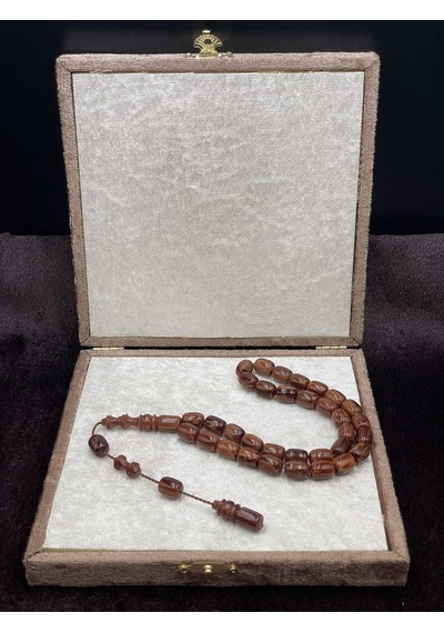 Sistemli Karamel Çekoslavak Benzetme Katalin Tesbih 8x11 Mm Krem