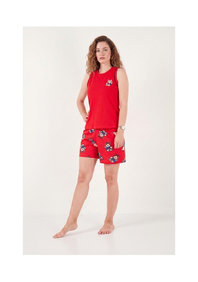 Lela Baskılı Pamuklu Bisiklet Yaka Şortlu Pijama Takımı Bayan Pijama Takımı 65790786 Kırmızı Lela Baskılı Pamuklu Bisiklet Yaka Şortlu Pijama Takımı Bayan Pijama Takımı 65790786 Kırmızı
