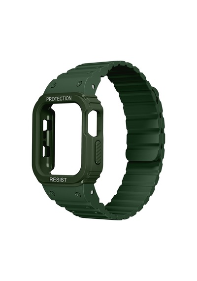 Apple Uyumlu Watch  10/11 Serisi 46mm Kordon Armour Defens Kasa Koruyuculu Silikon Band 142