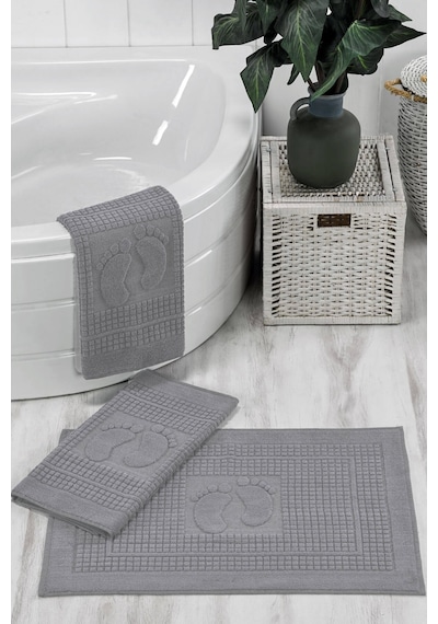 3 Lü Banyo Ayak Havlusu %100 Pamuklu 50x70 Cm Nice Gri