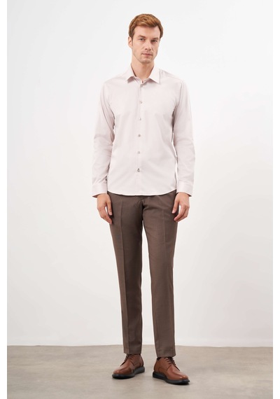 Morven Erkek Bej Pamuk Düz Desen Sert Yaka Slim Fit Gömlek 24mc004123653 Bej Bej
