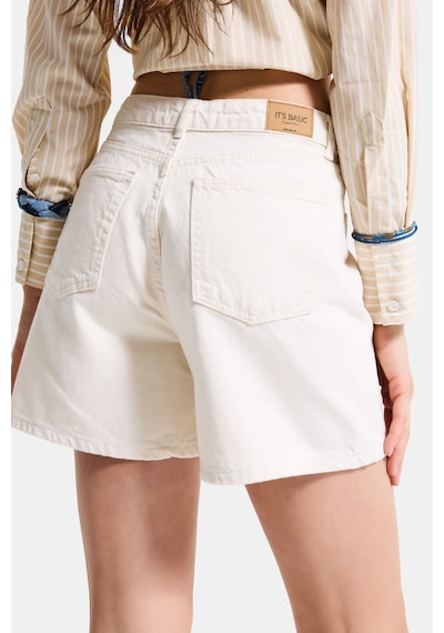 Itsbasic Kadın Raw Diana 7s6-69 Mom Fit Midi Boy Denim Şort