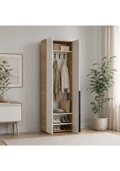 Porto 3 Bölmeli 5 Askılı Vestiyer - Florida Meşe/vizon 72x210x34 Cm