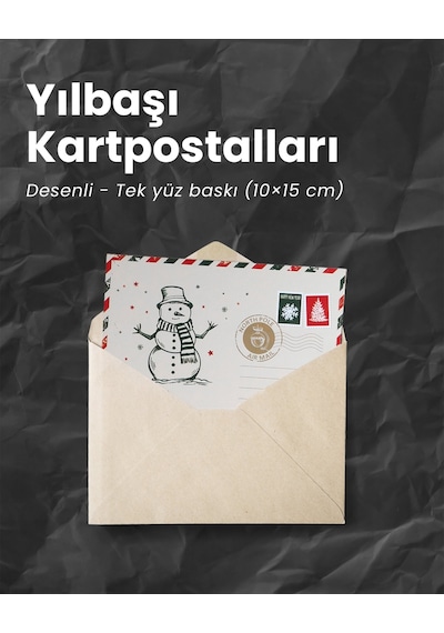 Yılbaşı Kardan Adam Kartpostal Ve Zarf Seti, Yeniyıl, Noel, Tebri