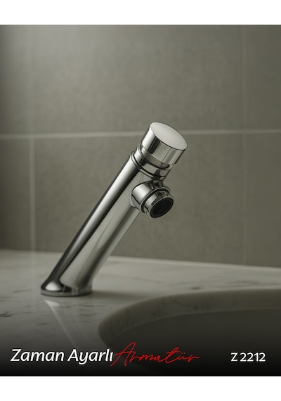 Zaman Ayarlı 45 Derece Lavabo Bataryası Krom