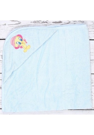 Özdilek Tweety Nakışlı Bebe Pelerini Mavı 80x80 Bambu Çok Renkli