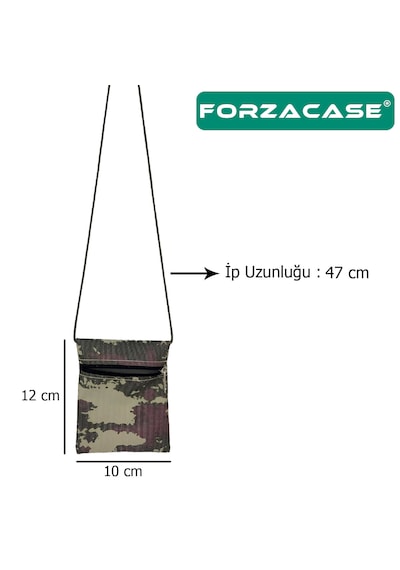 Forzacase Tek Cep Fermuarlı İpli Boyuna Asmalı Asker Cüzdanı 12 Cm - Fc613 Yeşil