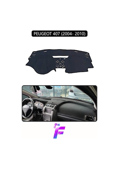 Peugeot 407 2004-2010 Uyumlu Torpido Örtüsü Yansıma Önleyici Tam Koruma Kolay Montaj H90 Siyah