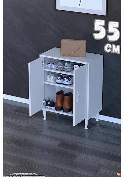 Bulut Ayakkabılık - Kapaklı 2 Raf 3 Bölmeli Dar Alanlar İçin Çok Amaçlı Dolap 55 Cm Beyaz Bulut Ayakkabılık - Kapaklı 2 Raf 3 Bölmeli Dar Alanlar İçin Çok Amaçlı Dolap 55 Cm Beyaz