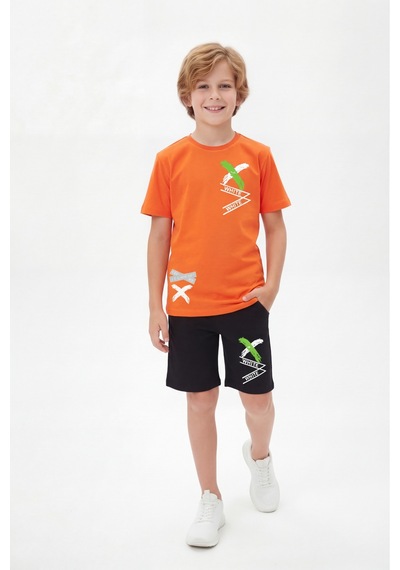 Panios Kids X White Baskı Detaylı Yuvarlak Yaka Yazlık Erkek Çocuk Alt Üst Takım Turuncu Panios Kids X White Baskı Detaylı Yuvarlak Yaka Yazlık Erkek Çocuk Alt Üst Takım Turuncu