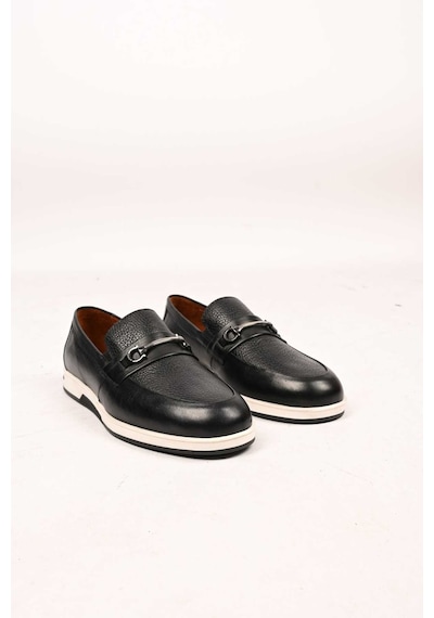 Bestello Bağcıksız Tokalı Loafer Termo Taban Hakiki Deri 333-5582 Erkek Ayakkabı Siyah