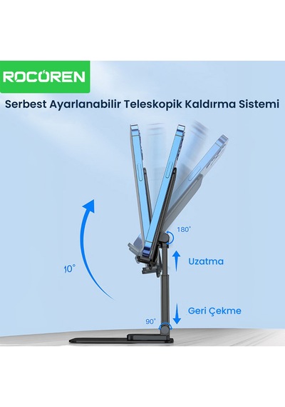Rocoren 360 Dönebilen Katlanabilir Yükseklik Ve Eğim Ayarlı Telefon Tutucu Stand