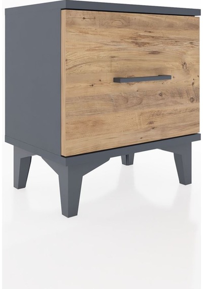Arges Komodin Tek Çekmeceli 44x30x48 Antrasit-çam Antrasit