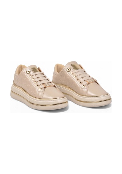 Ayakmod Bej Cilt Kalın Rahat Tabanlı Bağcıklı Kadın Casual Yürüyüş Ayakkabı Sneaker 431173