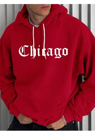 Startmore Kırmızı Unisex Kadın/erkek Kırmızı Chicago Oversize Kapüşonlu