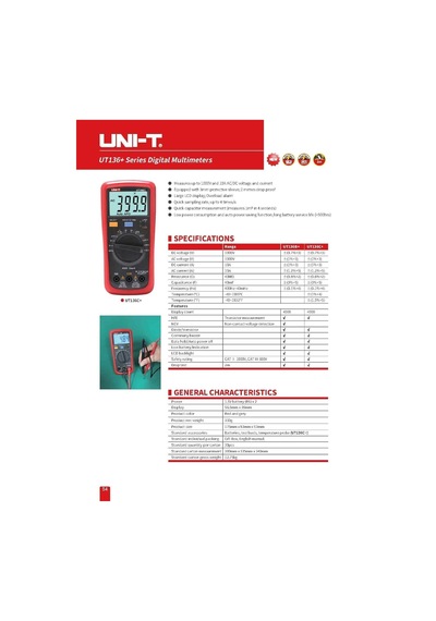 Ut136c+ Multimeter Digital Multimeter Tester Ac Dc Voltmeter Ammeter Ohm Capacitance Hfe Diode/