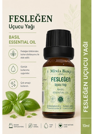 Minia Bahçe Bitki Ve Sanat Atölyesi Saf ve Katkısız Bitkisel Uçucu Fesleğen Tulsi Yağı 10 ML
