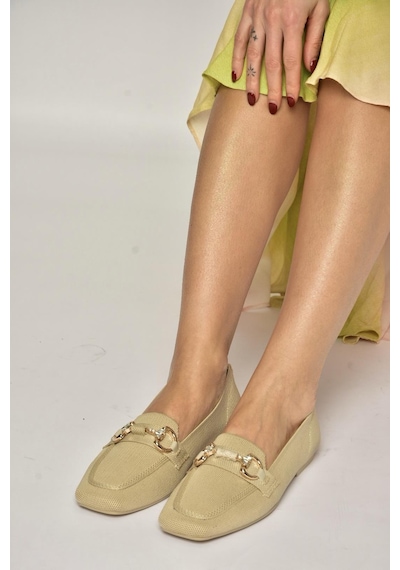 Fox Shoes Y820400104 Ten Triko Kumaş Toka Detaylı Kadın Babet Ten