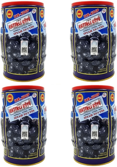 Gemlik Katırlı Köyü Tar-Koop Sofralık Siyah Zeytin 4 x 1 KG