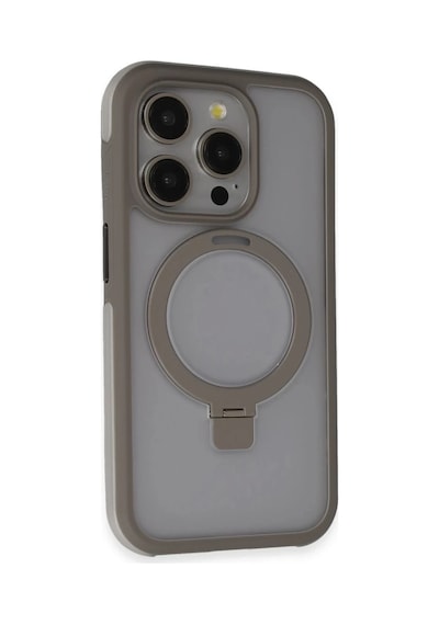 Joko Apple Uyumlu iPhone 15 Pro Zorda Airbag Magsafe Standlı Kapak - Titan Gri Kılıf