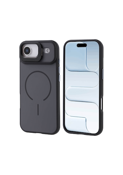 Zore İphone 17 Air Kılıf M-safe Şarj Özellikli Kamera Standlı Nvth Notron Kapak - Siyah