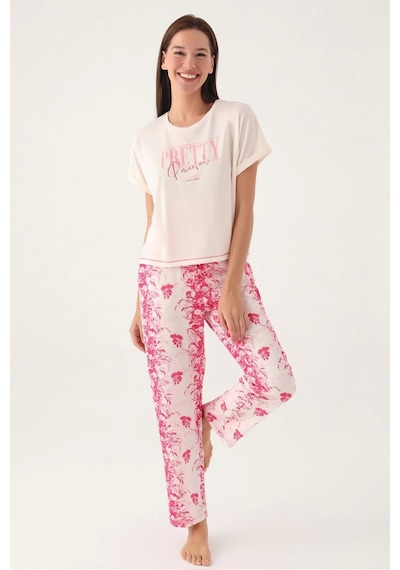 Emilylux Pierre Cardin 8830-s Bayan Kısa Kol Pijama Takımı Vanilya
