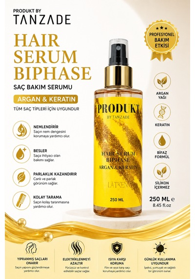 Produkt By Tanzade Argan & Keratin Çift Fazlı Saç Bakım Serumu 250 Ml