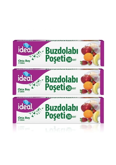 İdeal Buzdolabı Poşeti Orta Boy 3 x 50'li 24 x 33 CM