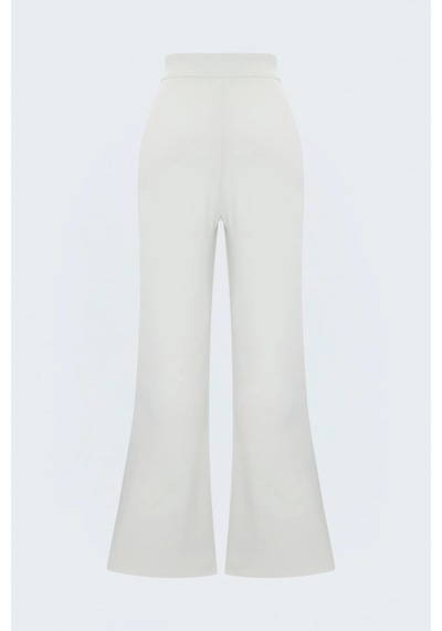 Sateen Sally İspanyol Paça Pantolon Ekru Beyaz