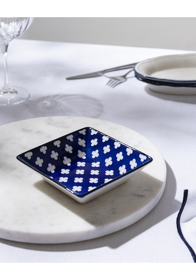 Reve Bleu Raye Kare Tabak - 12 Cm - Mavi/beyaz 8684427225844 Çok Renkli