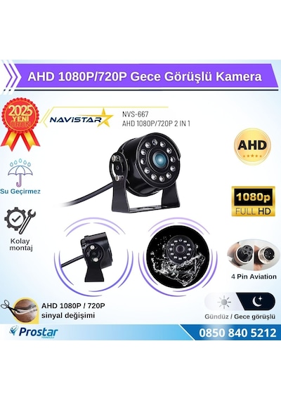 Ahd 1080p/720p Yuvarlak Tip Metal Kasa 11 Ledli Gece Görüşlü Kamera