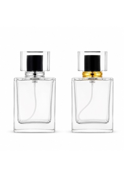 20 Adet Boş Cam Parfüm Şişe, 50 Ml, Dolgulu Kare Model, Şeffaf-fdk-50-10