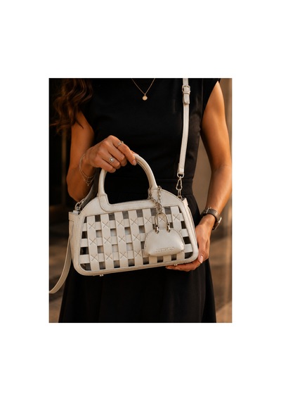 Just Polo Kadın Orta Boy Örgü Detaylı Ayarlanabilir Askılı Lüks El Ve Omuz Çantası Shopper Taş