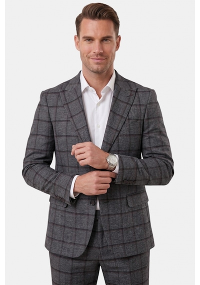 Deepsea Antrasit Kare Desenli Slim Fit Erkek Takım Elbise Çift Düğme Çift Yırtmaç 2 Li Takım 2601812 Deepsea Antrasit Kare Desenli Slim Fit Erkek Takım Elbise Çift Düğme Çift Yırtmaç 2 Li Takım 2601812