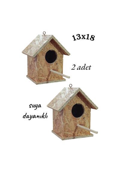 Ncy Ahşap Kuş Evi Kuş Yuvası Dış Mekan Suya Dayanıklı 2 Adet