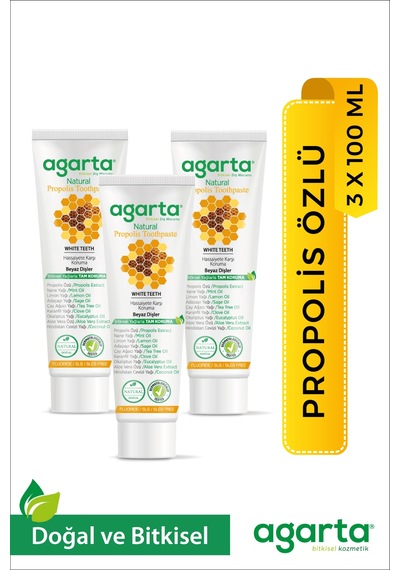 3 Adet Doğal Florürsüz Propolisli Diş Macunu 100 Ml